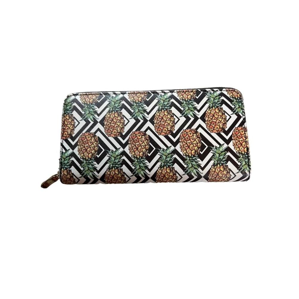 Pineapple‎ Clutch Wallet Purse Badiya Zipper Closure Inside Compartment Organize